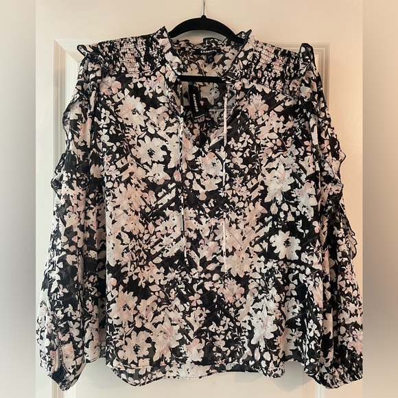 Express black, floral blouse, size S - Picture 1 of 4